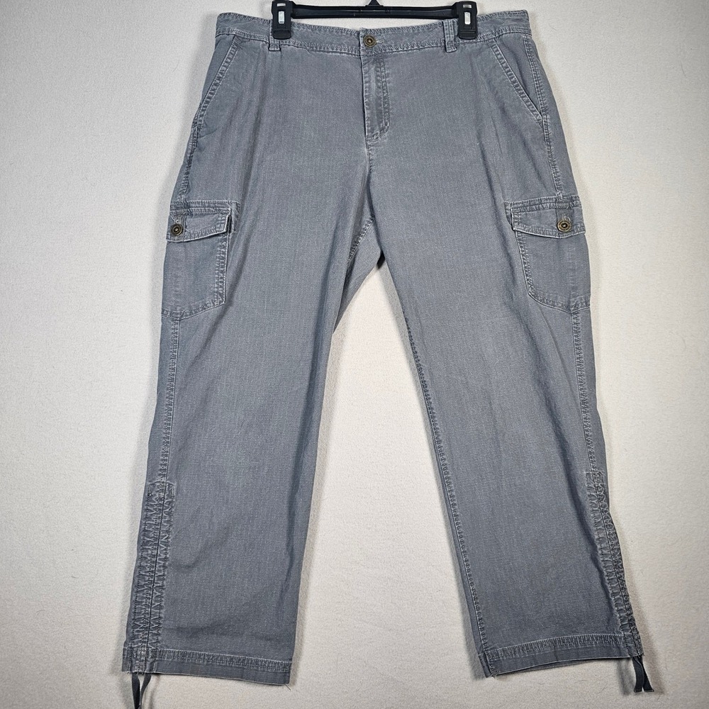 Eddie Bauer Cargo Pants Womens T16 Gray Ripstop Utility Adjustable Hem Outdoor